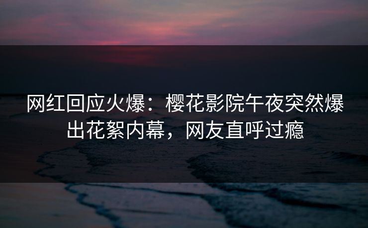 网红回应火爆：樱花影院午夜突然爆出花絮内幕，网友直呼过瘾