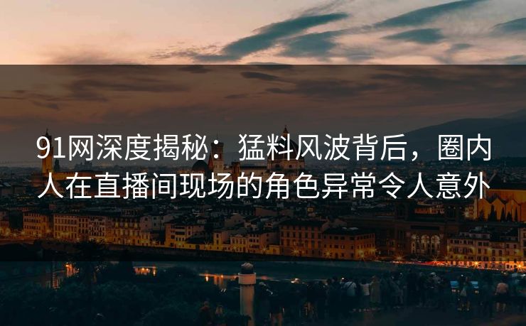 91网深度揭秘：猛料风波背后，圈内人在直播间现场的角色异常令人意外