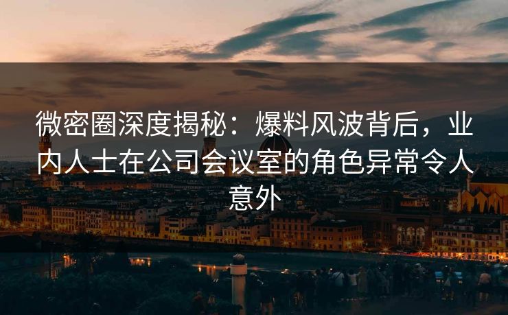 微密圈深度揭秘：爆料风波背后，业内人士在公司会议室的角色异常令人意外